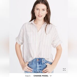 Madewell Courier Shirt In Stitched Rainbow Stripe Button-Up